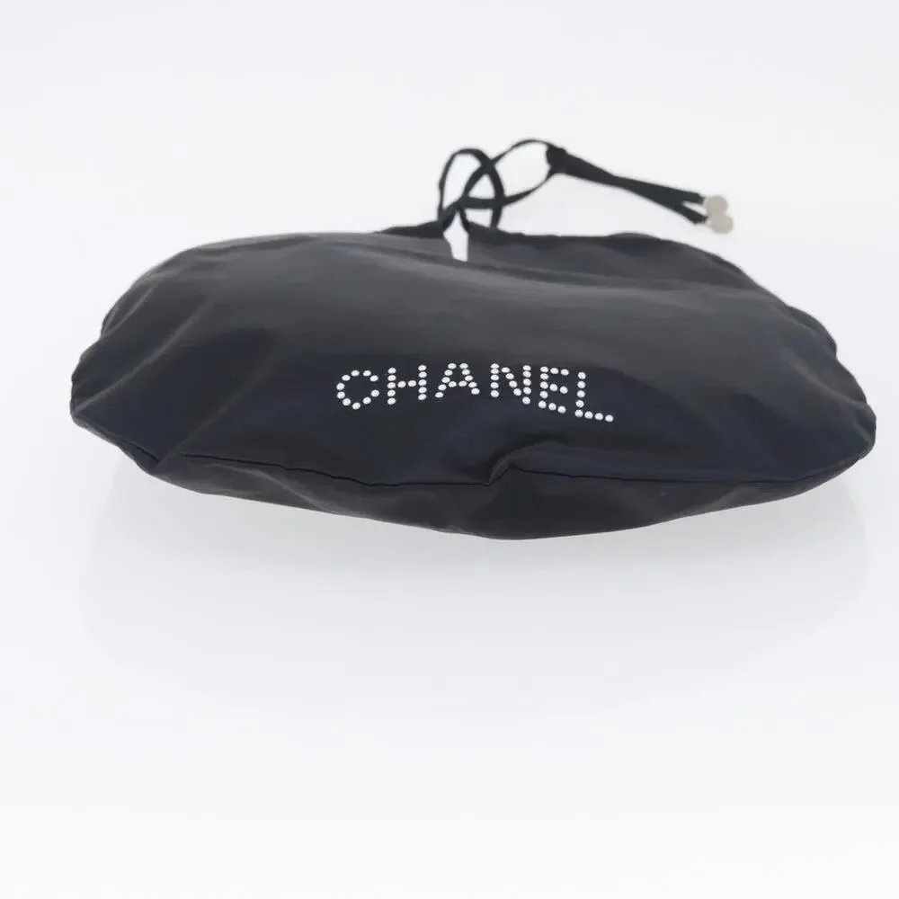 Chanel Satin Drawstring Bag Handbag Navy CC Blue